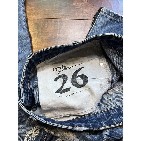 ONE By One Teaspoon Distressed Zipper Ankle Low Rise Trashed Free Bird Jean 26 - Picture 6 of 11